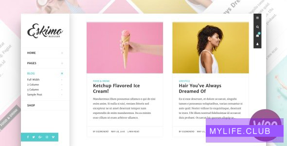 Eskimo v1.8.2 – Minimal Personal WordPress Blog & Shop Theme