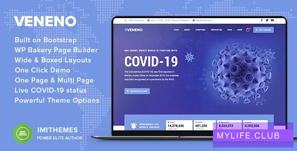 Veneno v1.8 – Coronavirus Information WordPress Theme