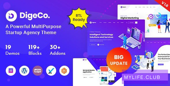 Digeco v1.7.6 – Startup Agency WordPress Theme 【nulled】