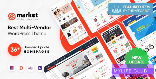 eMarket v5.1.0 – All-in-One Multi Vendor MarketPlace Elementor WordPress Theme (36 Indexes, Mobile Layouts) 【nulled】