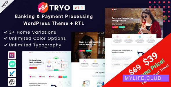 Tryo v1.0 – Banking & Payment WordPress Theme