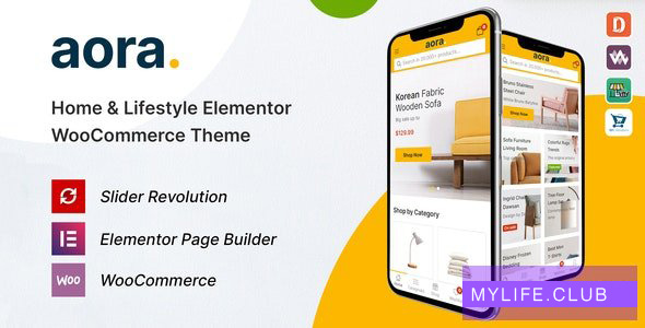 AORA V1.1.7  – 主页＆amp;Lifestyle Elementor Woocommerce主题