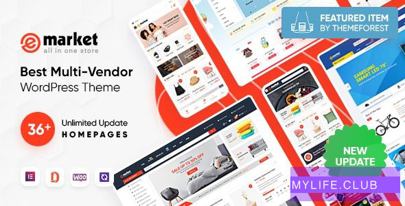 eMarket v5.2.0 – All-in-One Multi Vendor MarketPlace Elementor WordPress Theme 【nulled】