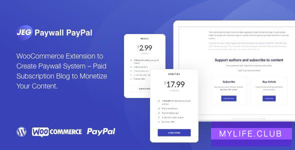 Jeg Paypal Paywall & Content Subscriptions System v1.0.1 – WooCommerce Plugin