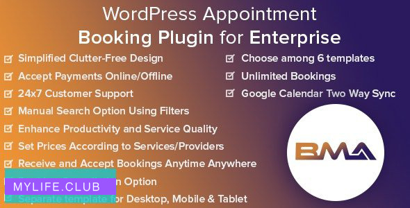 BMA v1.2.1 – WordPress Appointment Booking Plugin for Enterprise 【nulled】