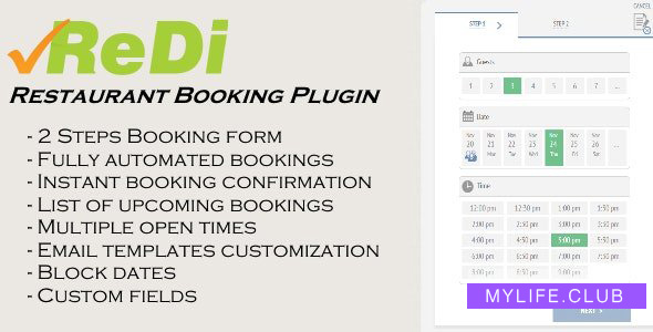 ReDi v19.1219 – Restaurant Booking plugin for WordPress