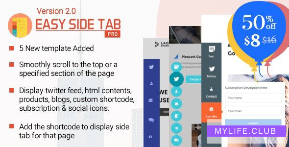 Easy Side Tab Pro v2.0.5 – Responsive Floating Tab Plugin For WordPress