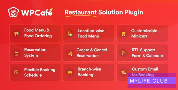 WP Cafe V1.6.1  – 餐厅预订，食品菜单和Woocommerce的食物订购【nulled】