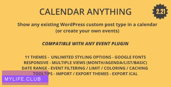 Calendar Anything v2.29 – Show any existing WordPress custom post type in a calendar