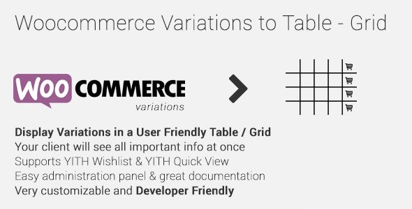 Woocommerce Variations to Table – Grid v1.4.10